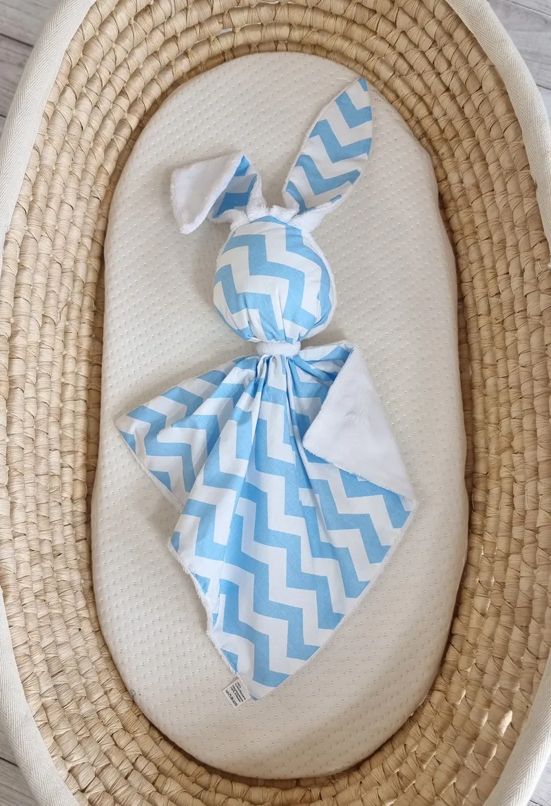 Zając Przytulanka Doudou Dwustronna Bawełna Minky Chevron TUM-TUM - Biały