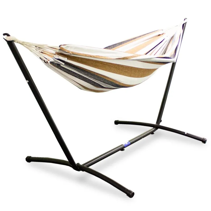 Hamak Na Stelażu Beżowo Brązowy GARDIVA EIDER 270 x 110 x 110 cm