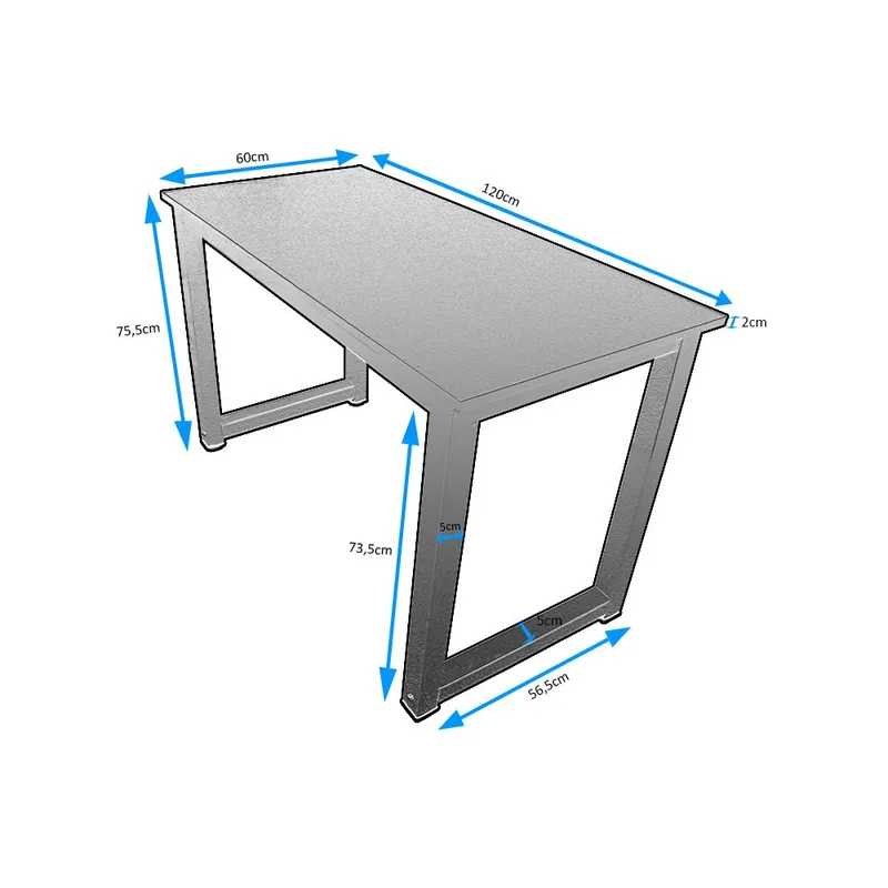 Biurko Loftowe Biało Czarne Metalowe Nogi MEBLIVA Rular 120 x 60 cm