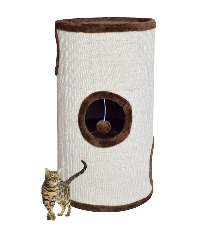 Drapak Tuba Dla Kota 3 Poziomy 3 Okienka Sizal ZOOJOY 70 cm - Brązowy
