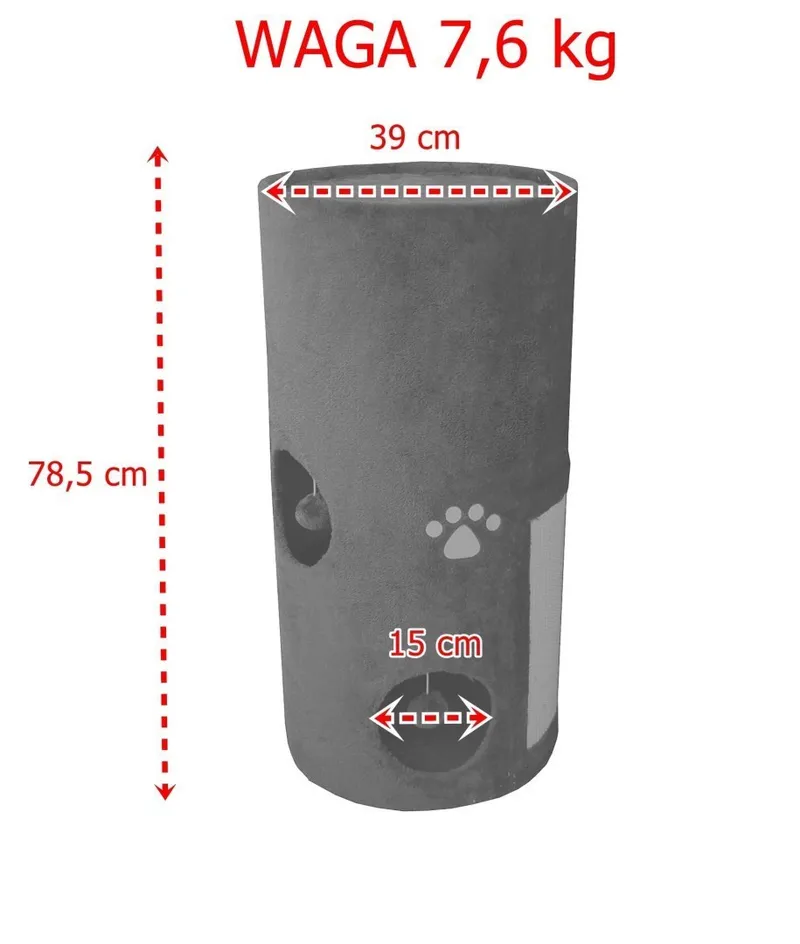 Drapak Tuba Wieża Dla Kota Siwy Plusz Sizal ZOOJOY 78 cm