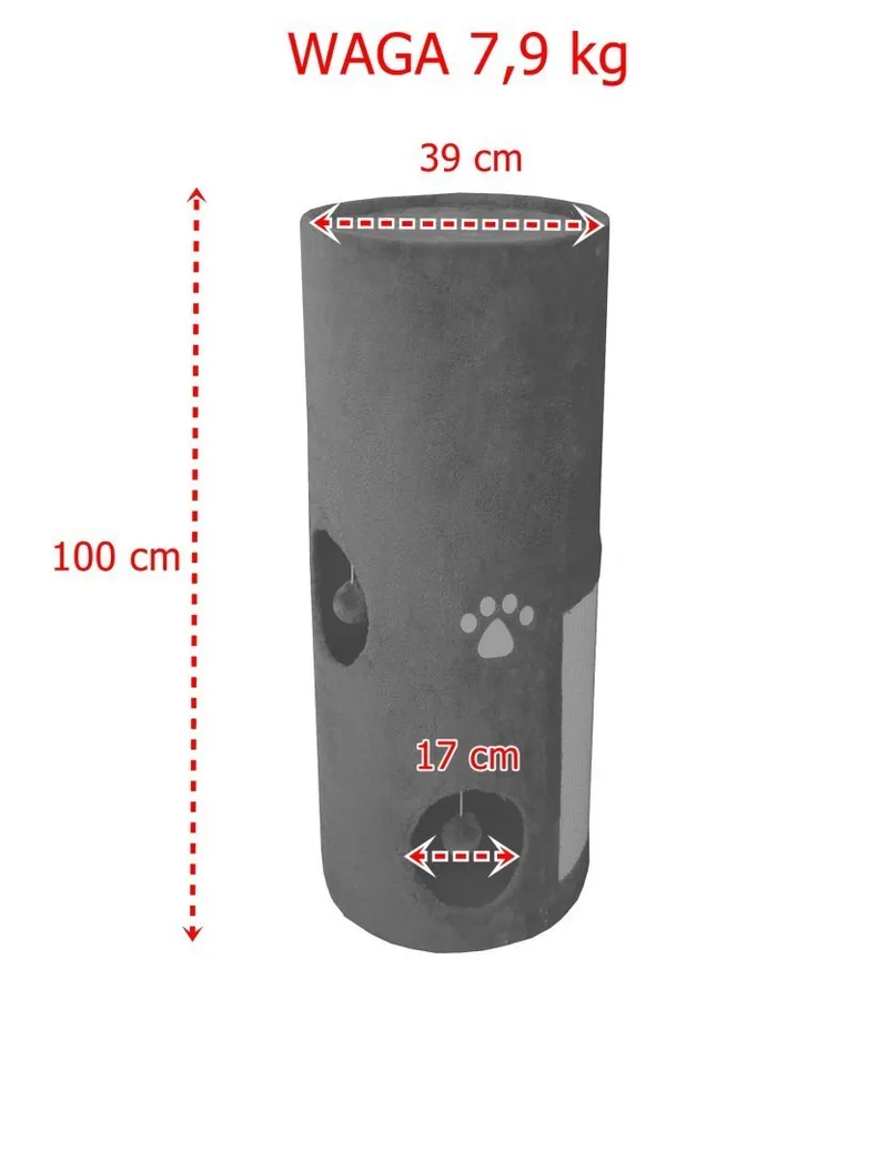Drapak Tuba Wieża Dla Kota Siwy Plusz Sizal ZOOJOY 100 cm