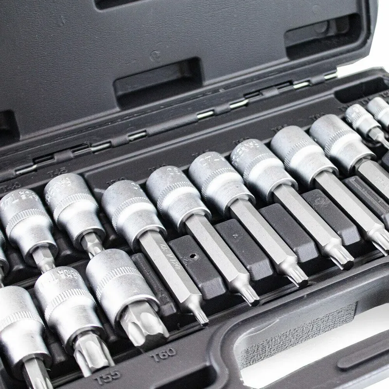 Zestaw Nasadek TORX Stal Chromowo-Wanadowa 18 Elementów SELLTEO Leon