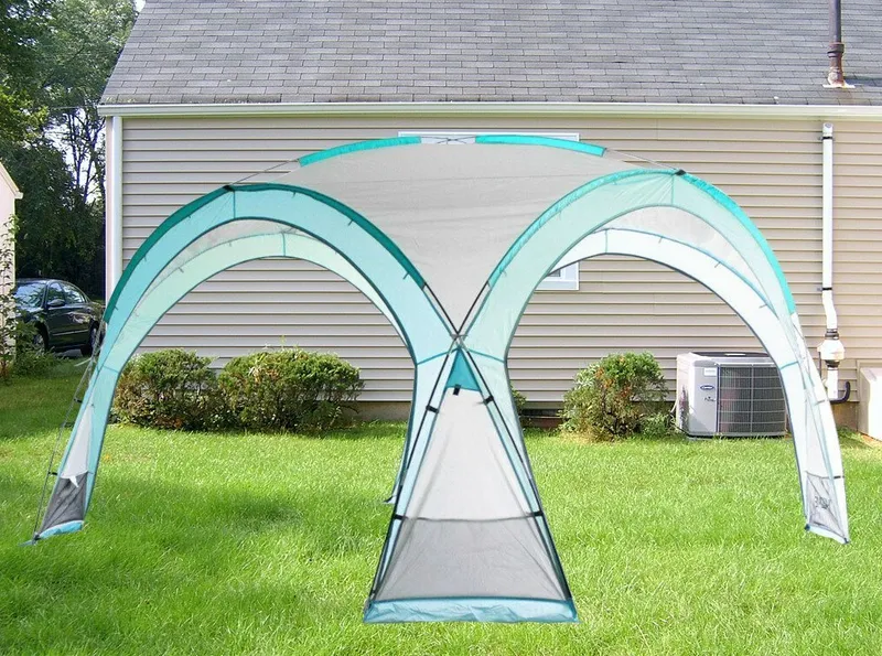 Namiot Ogrodowy 350 x 350 cm Dach UV Moskitiery GARDIVA Elvar - Błękitny