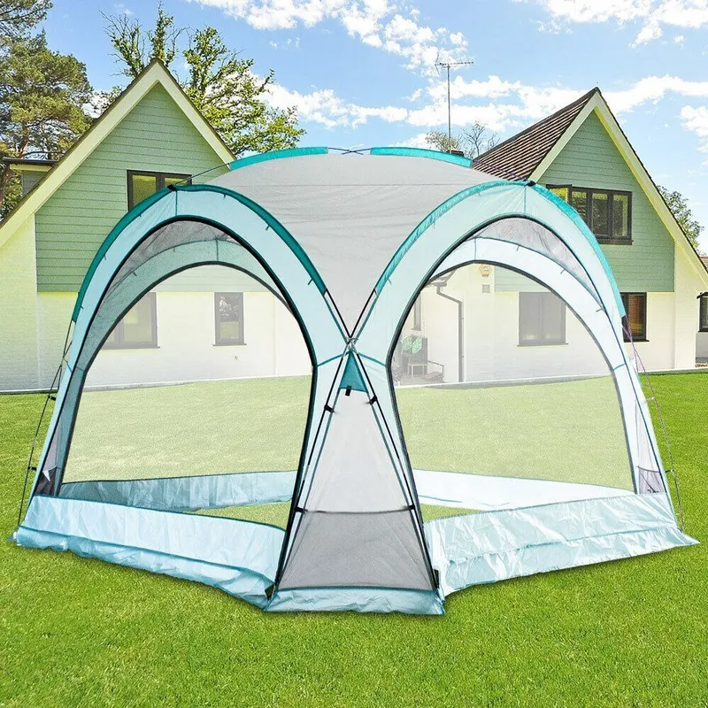 Namiot Ogrodowy 350 x 350 cm Dach UV Moskitiery GARDIVA Elvar - Błękitny