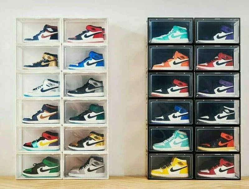 Pudełka Na Buty 3 szt Z Przezroczystymi Bokami SELLTEO Range - Czerwone