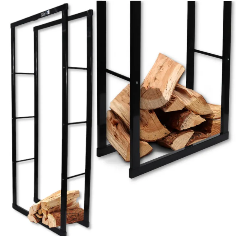 Stojak Na Drewno Kominkowe Stalowy Do Salonu SELLTEO Cedar 60 x 25 x 150 cm