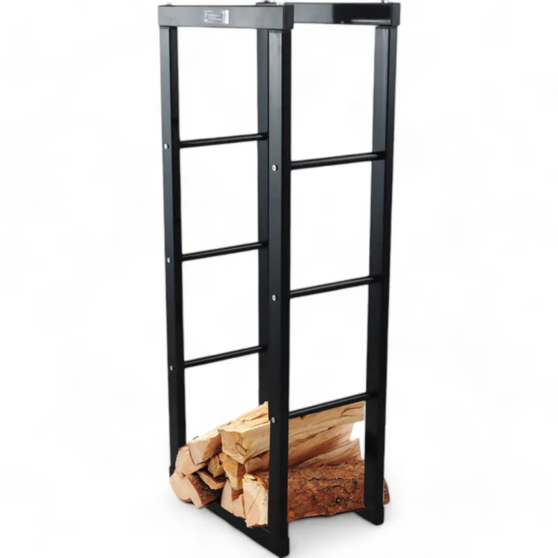 Stojak Na Drewno Kominkowe Stalowy SELLTEO Cedar 40 x 25 x 100 cm - Czarny