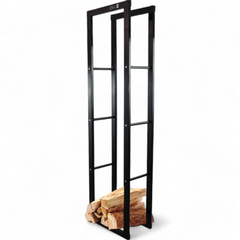 Stojak Na Drewno Kominkowe Stalowy Czarny Mat SELLTEO Cedar 40 x 25 x 150 cm