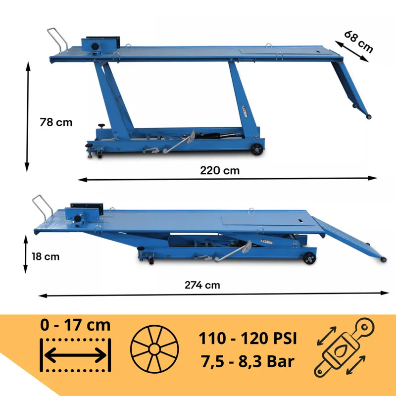 Podnośnik Motocyklowy Hydrauliczny 460 kg Regulowany SELLTEO Risol