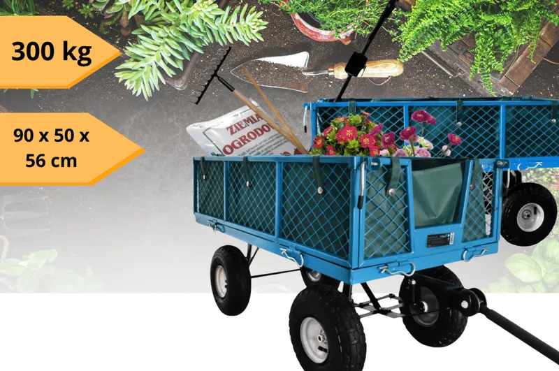 Wózek Ogrodowy Transportowy Stalowy 300 kg SELLTEO Trento 107 x 57 x 15 cm