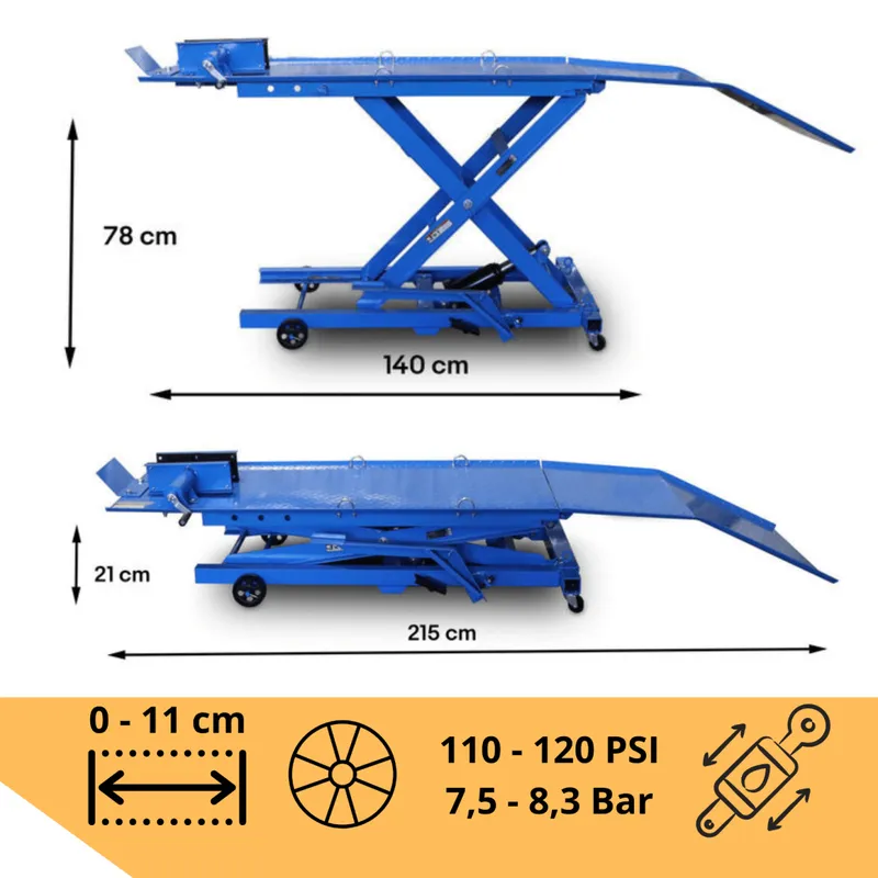 Podnośnik Motocyklowy Platformowy 364 kg Rampa SELLTEO Prato 140 x 49 cm