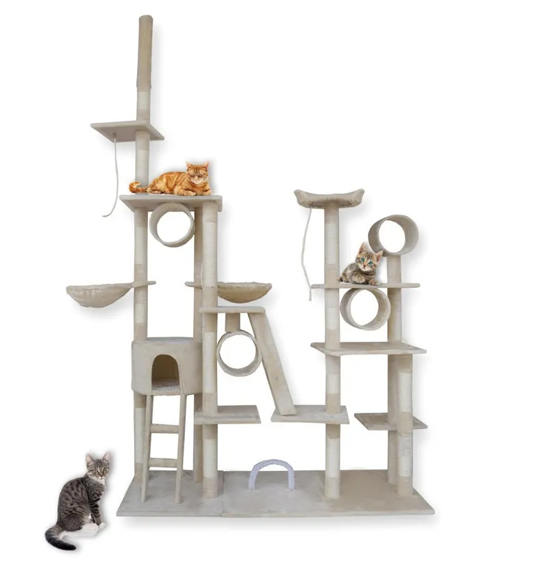 Drapak Dla Kota XXL 9 Poziomów Hamak Tuba Domek ZOOJOY 255 cm - Beżowy
