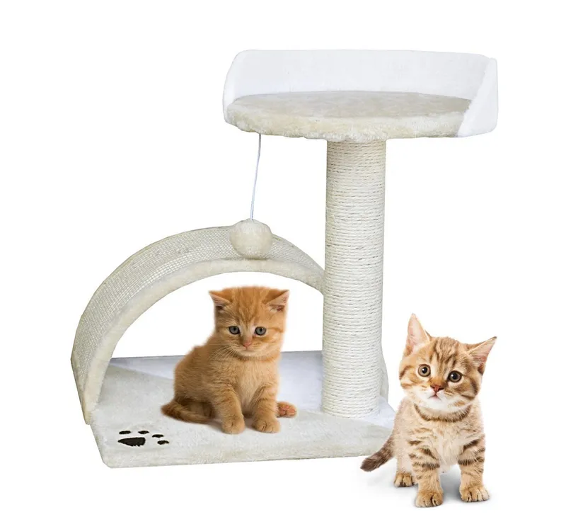 Drapak Dla Kota Mały Hamak Budka Słupek ZOOJOY 43 cm - Beżowy