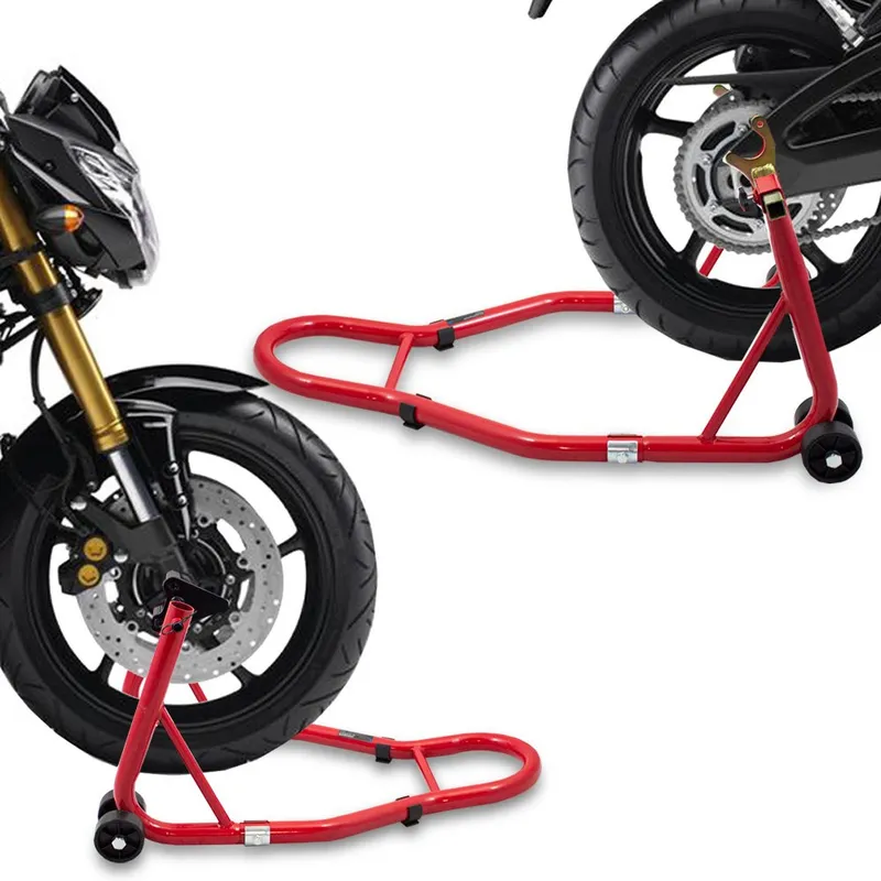 Zestaw Stojaków Motocyklowych Stalowe 250 kg SELLTEO Dimo - Czerwone