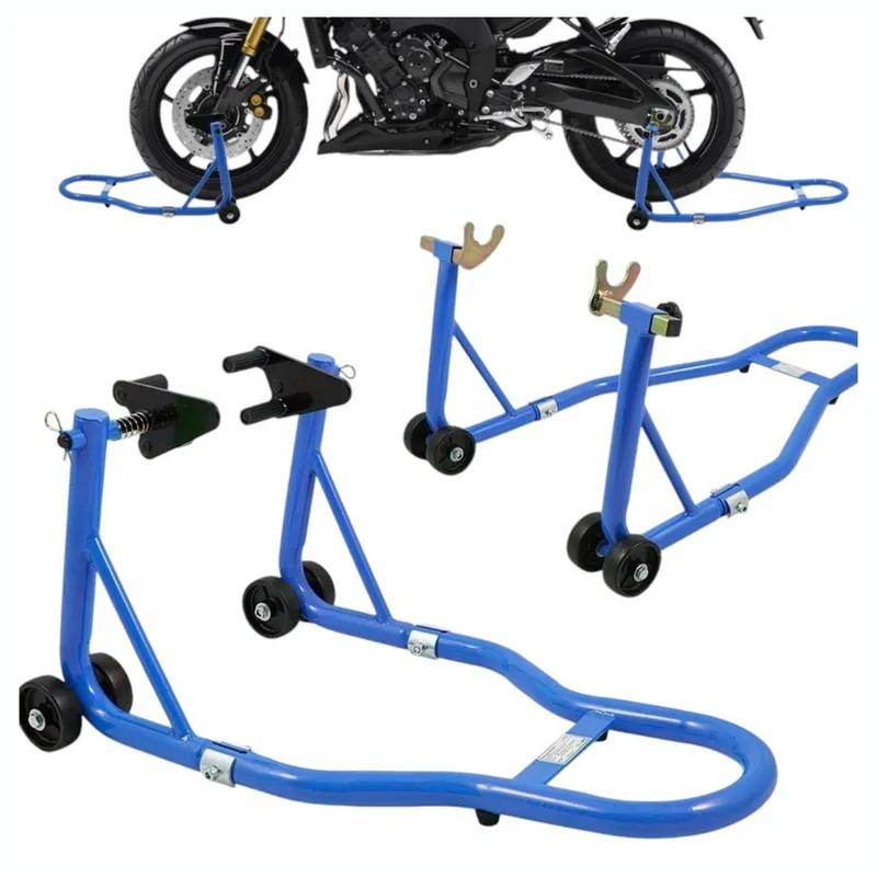 Zestaw Stojaków Motocyklowych Stalowy 250 kg SELLTEO Tech - Niebieski