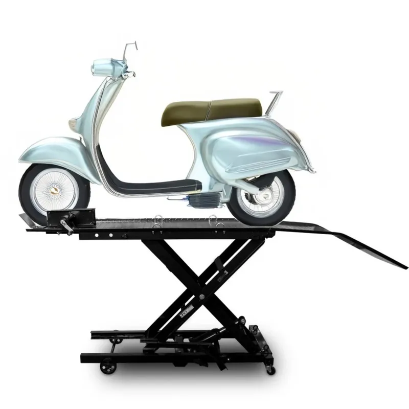 Hydrauliczny Podnośnik Nożycowy Do Motocykli 360 kg Z Rampą SELLTEO Coil