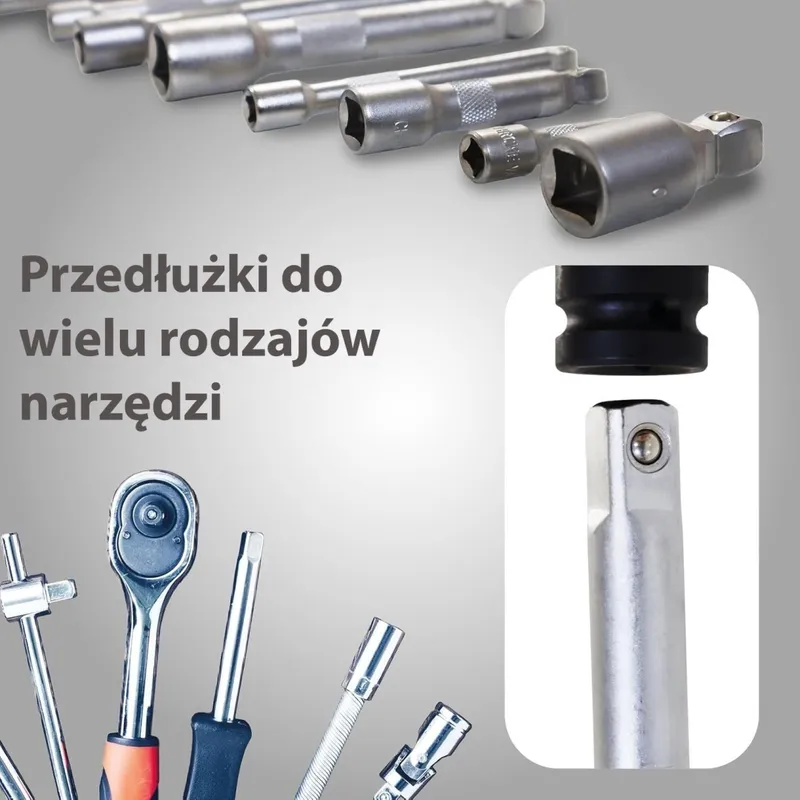 Przedłużki Nasadowe 3/8 Cala 5 szt SELLTEO Vicenza 40 75 150 250 400 mm