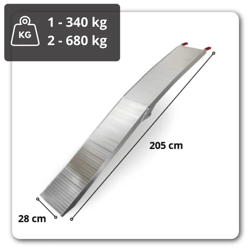 Rampy Najazdowe Aluminiowe Składane 205 cm 680 kg 2 szt SELLTEO Pistoia