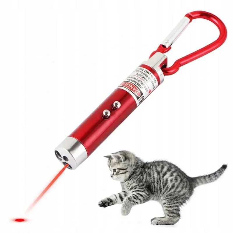 Laser Wskaźnik Brelok Latarka Zabawka Kota 2w1