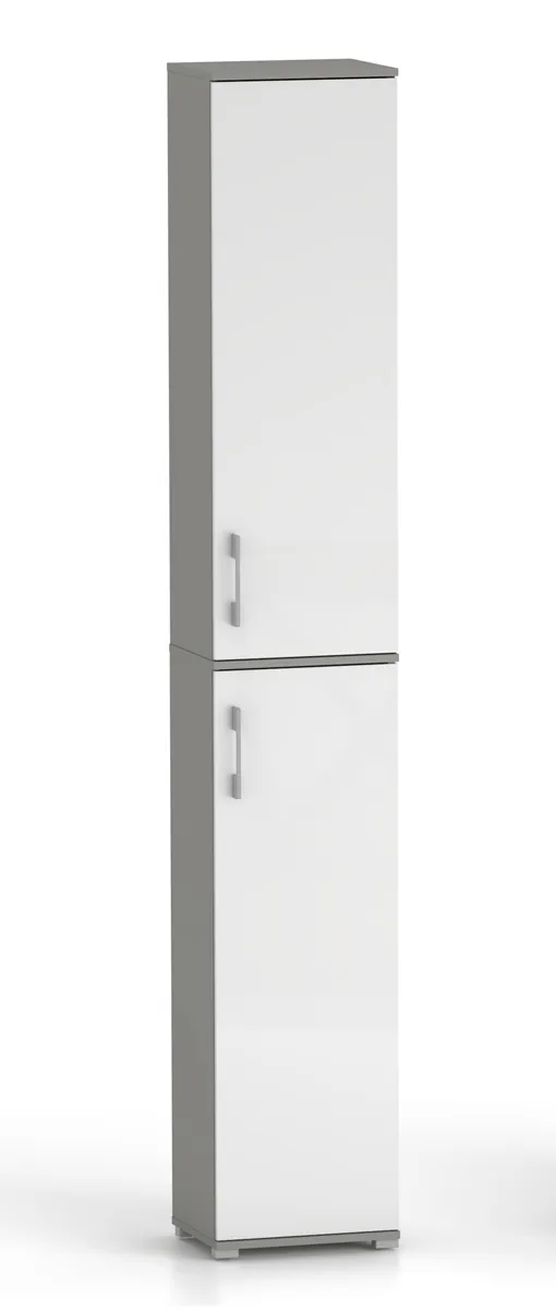 Szafa Biurowa POLA 215 - 2D 30 cm Szary Arktyczny Z Białymi Frontami