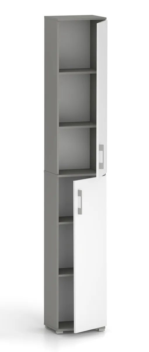 Szafa Biurowa POLA 215 - 2D 30 cm Szary Arktyczny Z Białymi Frontami