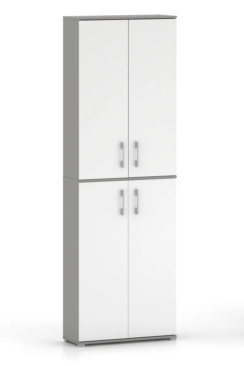 Szafa Biurowa POLA 215 - 4D 80cm Szary Z Białymi Frontami