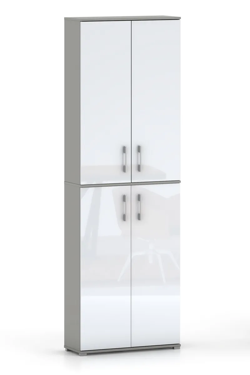 Szafa Biurowa POLA 215 - 4D 60cm Szary Arktyczny Z Frontami W Połysku