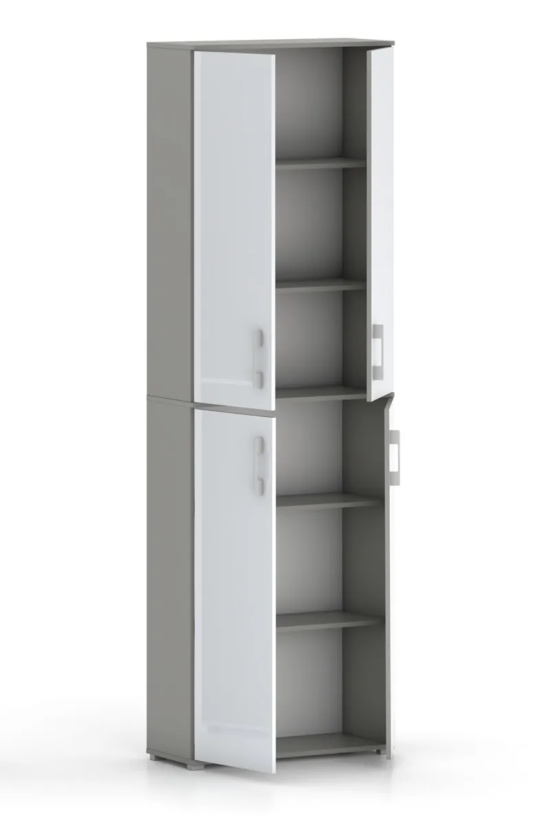 Szafa Biurowa POLA 215 - 4D 60cm Szary Arktyczny Z Frontami W Połysku
