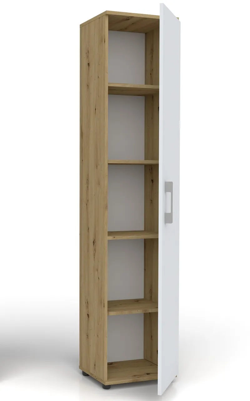 Regał G 30 1D Dąb Artisan Z Białymi Drzwiami