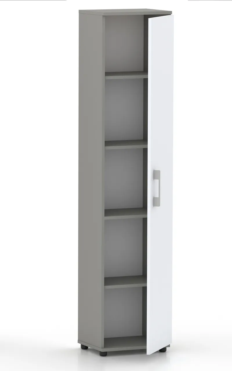 Regał G 30 1D Z Białym Frontem - Szary