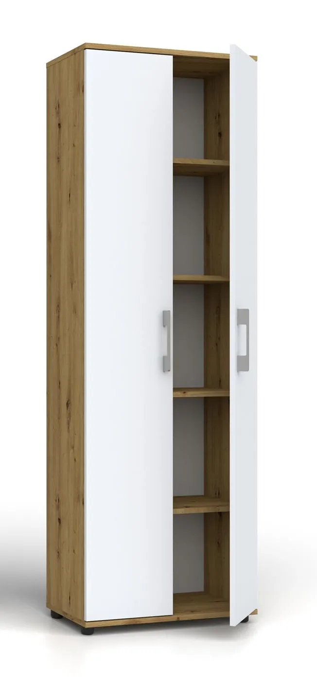 Regał Szafa G 60 2D Dąb ARTISAN / Białe Drzwi