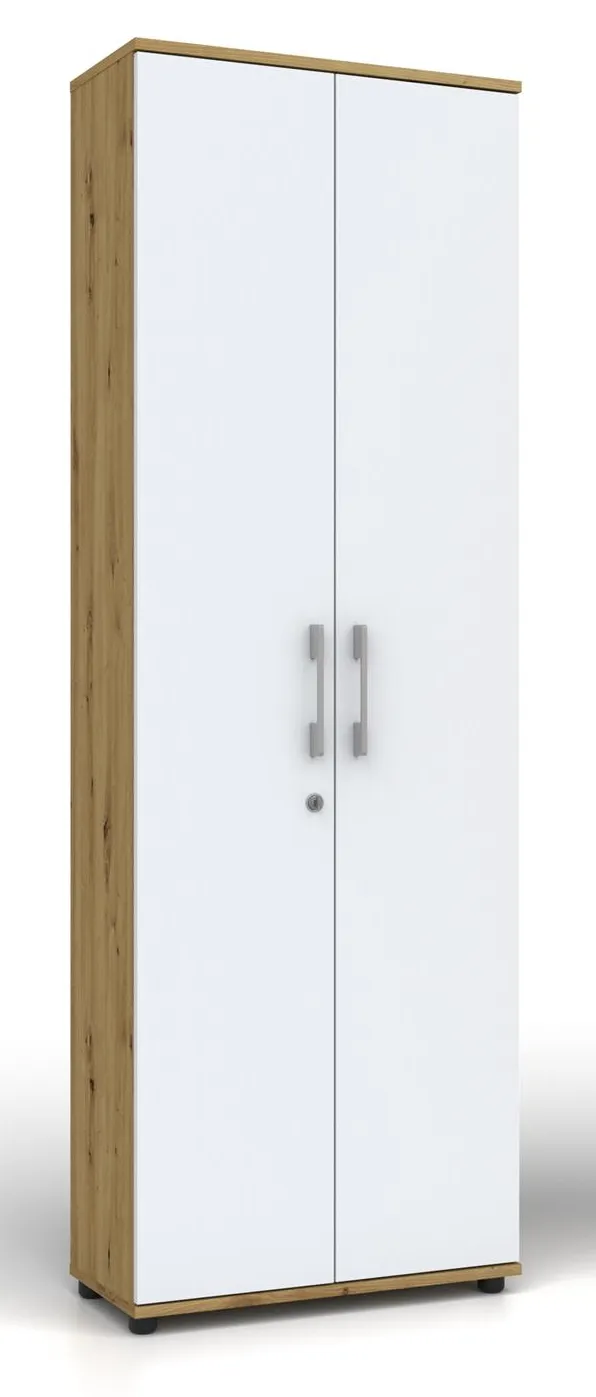 Regał Szafa G 60 2D Dąb ARTISAN / Białe Drzwi Z Zamkiem