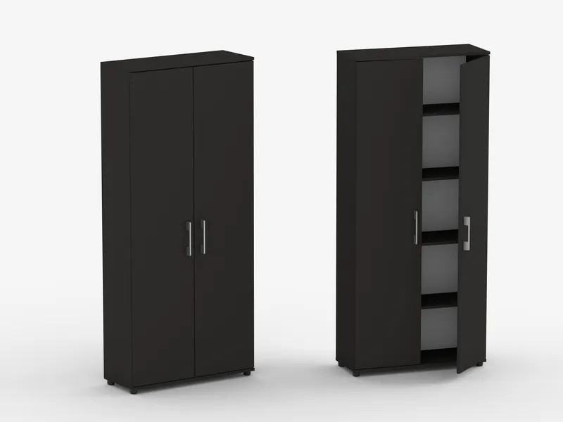 Szafa Biurowa Regał G 80 2D 80 cm, 5 Półek Czerń Aksamitna - Czarna