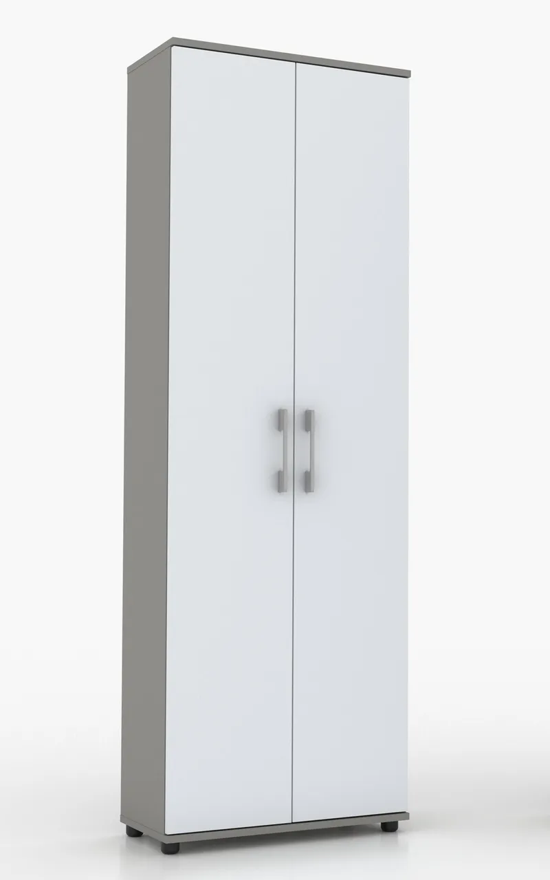 Regał Szafa Biurowa G 80 2D Z Białymi Frontami 80 cm - Szary