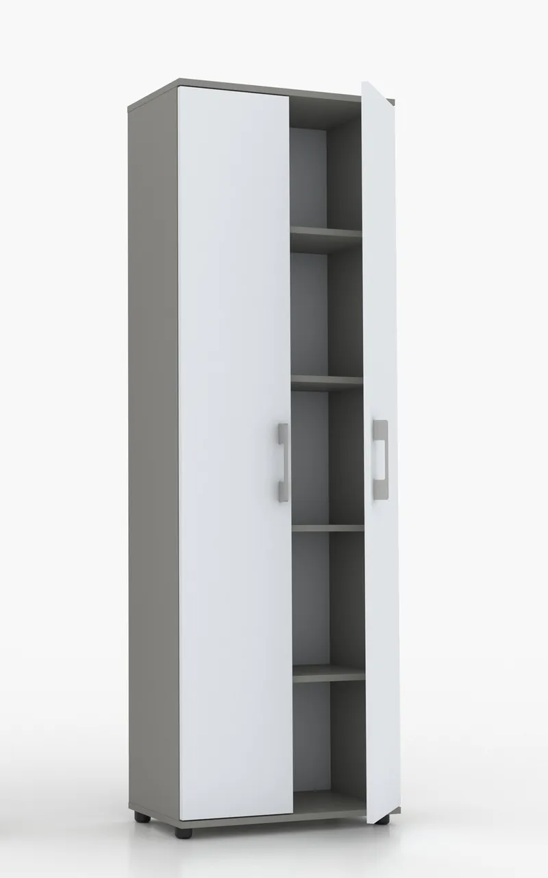 Regał Szafa Biurowa G 80 2D Z Białymi Frontami 80 cm - Szary