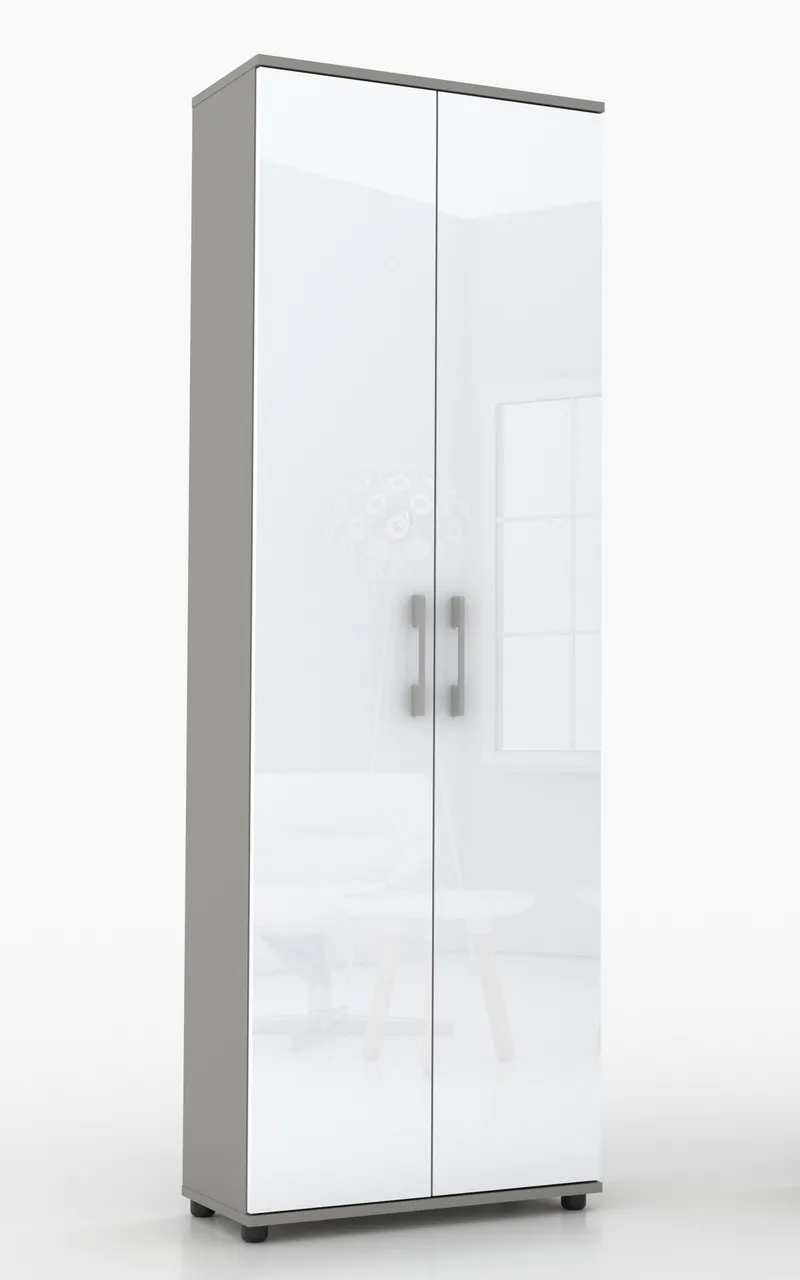 Regał Szafa Biurowa G 80 2D Szary Połysk 80 cm