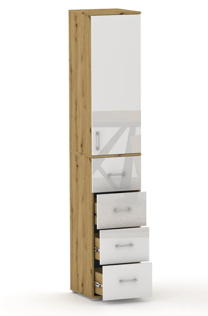 Szafa Na Ubrania Z Drążkiem POLA 215 - 4 Szuflady 40-50 cm Dąb Artisan Z Połyskiem