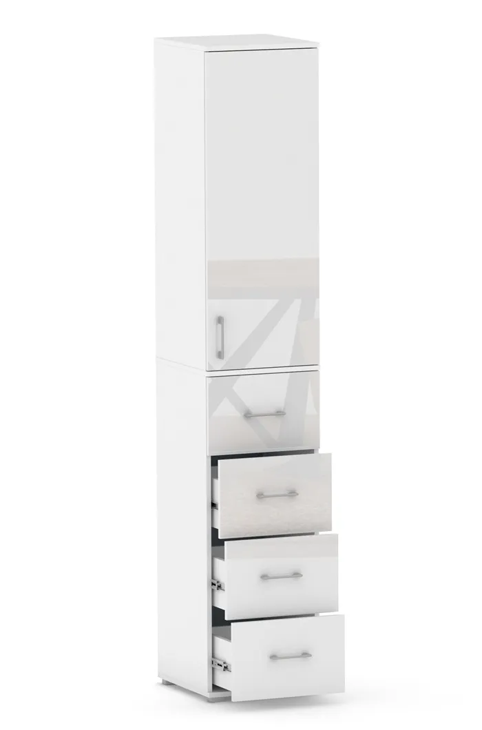 Szafa Na Ubrania Z Drążkiem POLA 215 - 4 Szuflady 40-50 cm BIAŁA