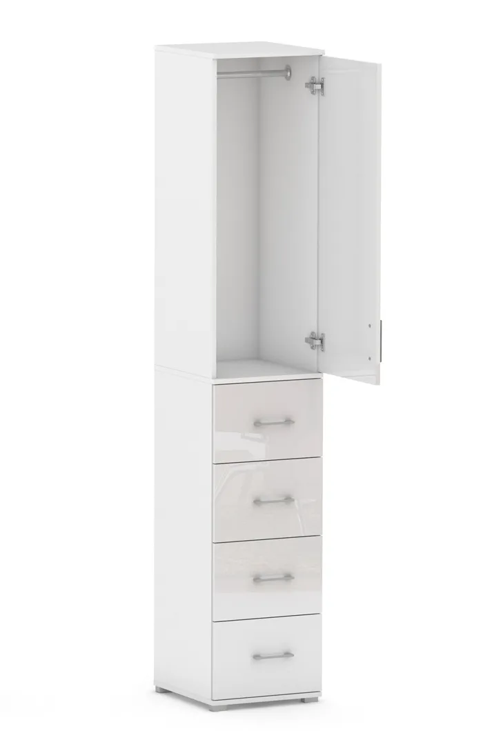 Szafa Na Ubrania Z Drążkiem POLA 215 - 4 Szuflady 40-50 cm BIAŁA