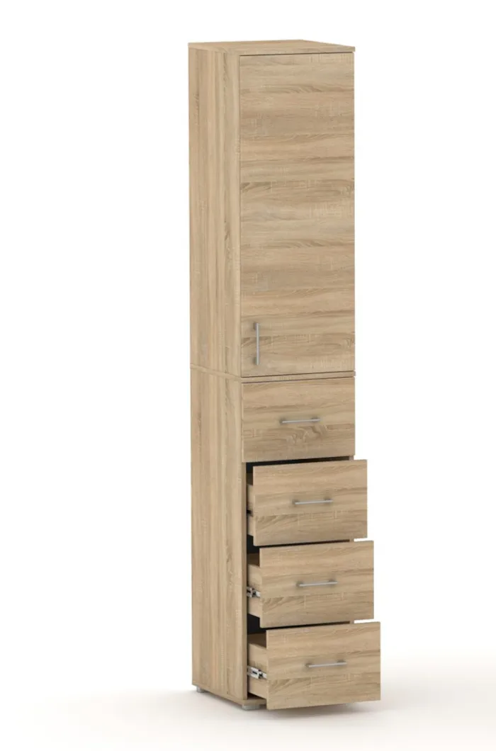 Szafa Na Ubrania Z Drążkiem POLA 215 - 4 Szuflady 40-50 cm Dąb Sonoma