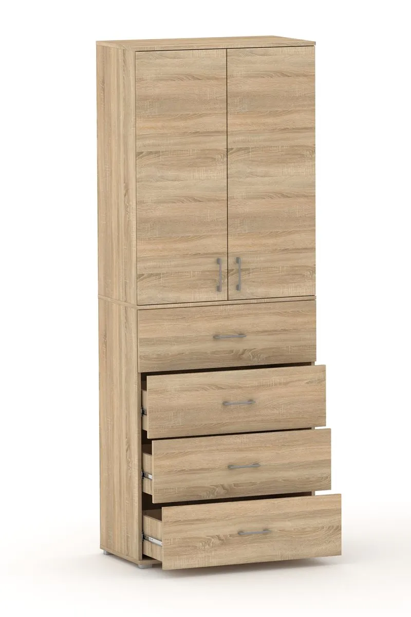 Szafa Na Ubrania Z Drążkiem POLA 215 - 4 Szuflady 60 / 70 / 80 cm Da Sonoma