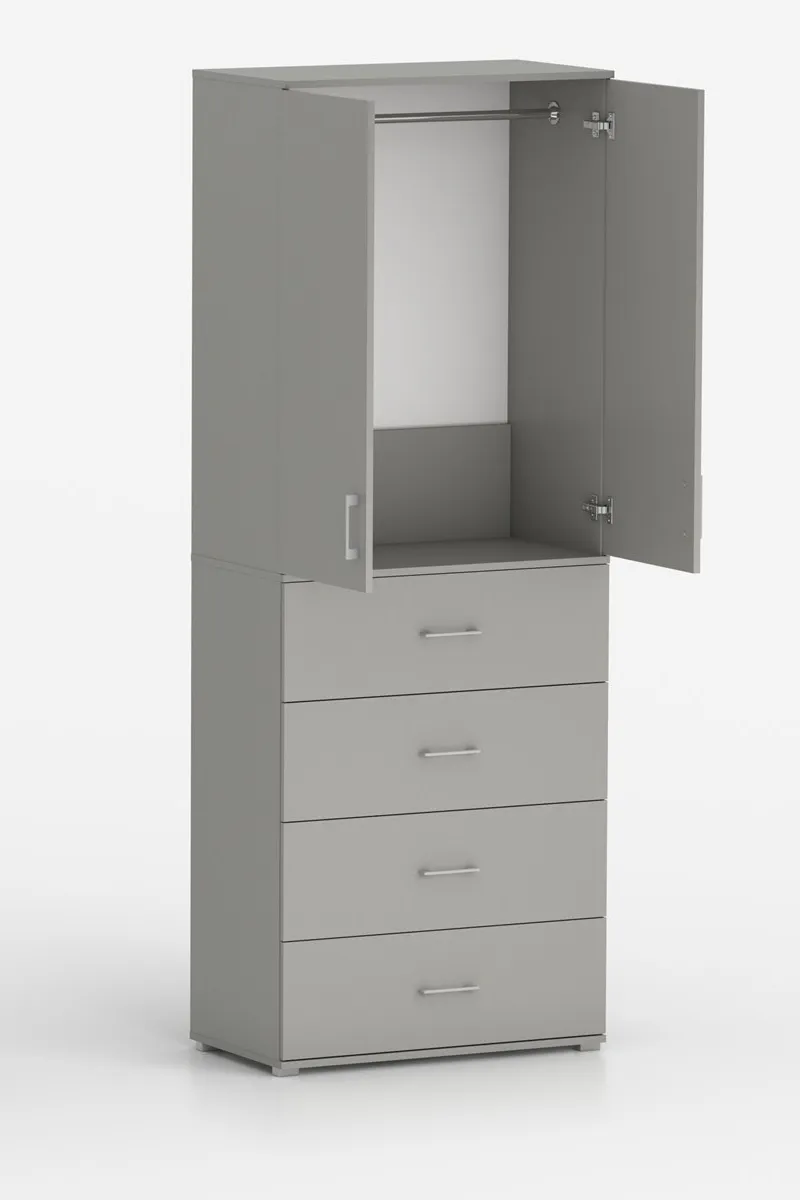 Szafa Na Ubrania Z Drążkiem POLA 215 - 4 Szuflady 60 / 70 / 80 cm