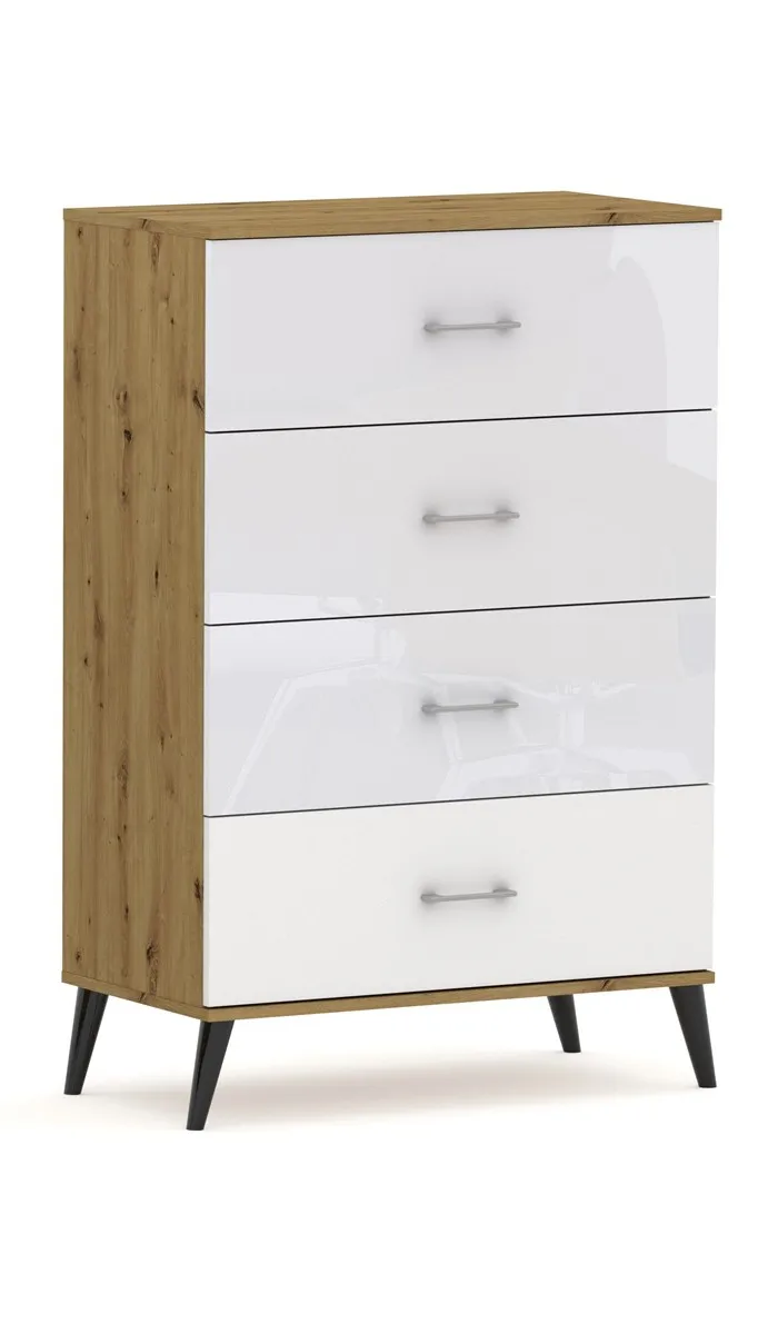 Komoda POLA 4N Dąb Artisan / Połysk - 4 Szerokości. 50 - 80 cm Pojemna !