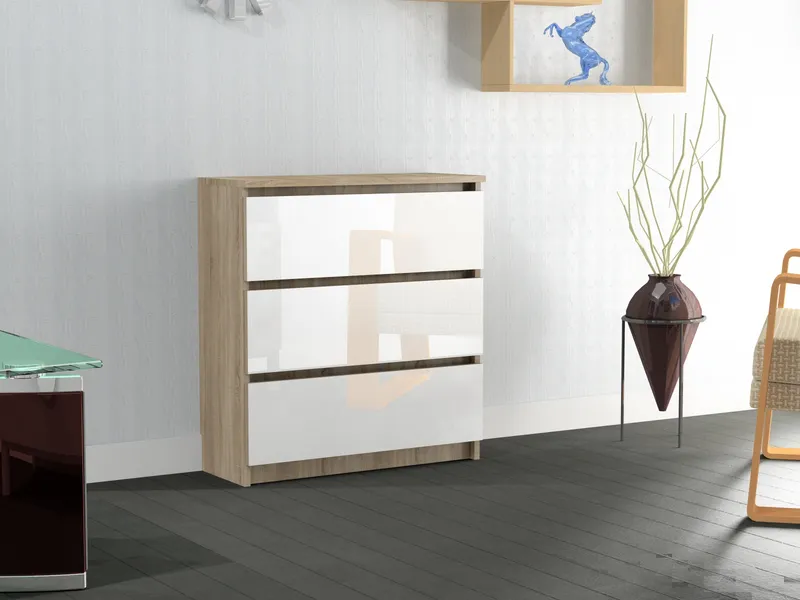 Komoda RICO 3S WYSOKI POŁYSK 60 cm AKRYL Sonoma