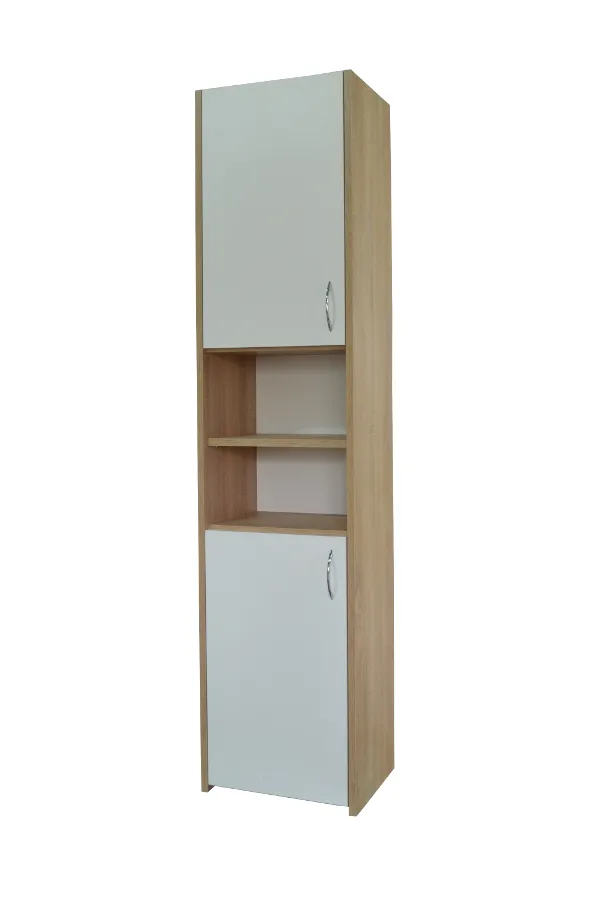 Słupek Łazienkowy ADAŚ 2D Sonoma + Front 40 cm - Biały