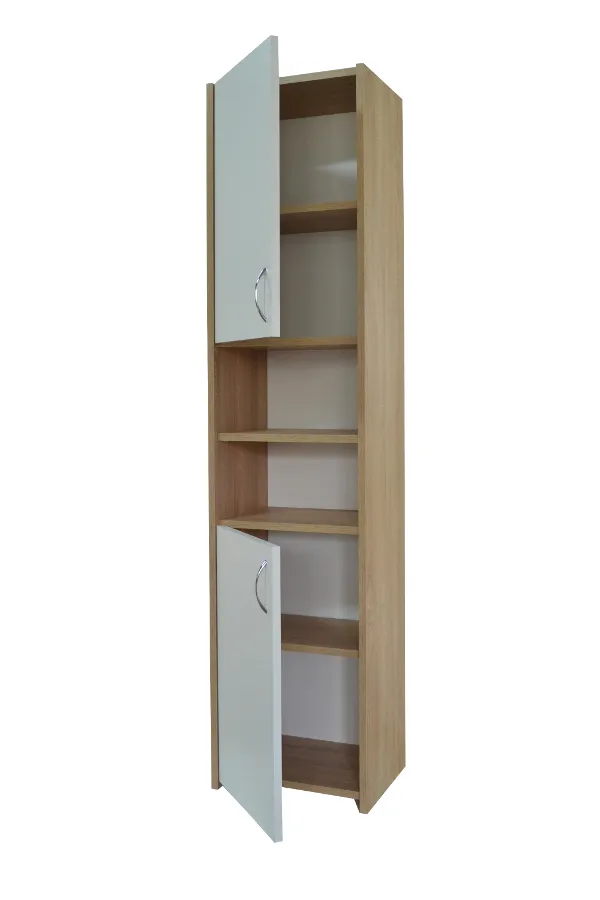 Słupek Łazienkowy ADAŚ 2D Sonoma + Front 40 cm - Biały