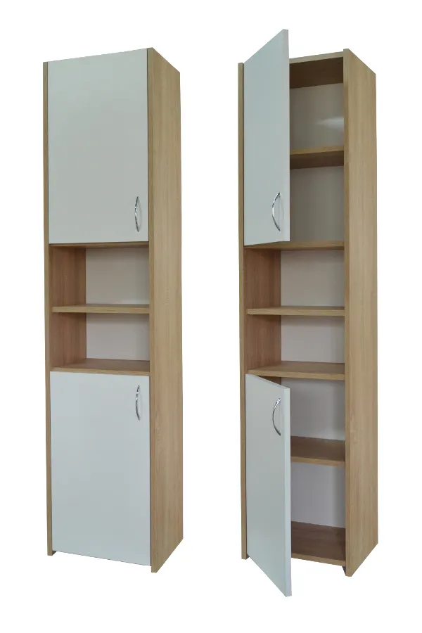 Słupek Łazienkowy ADAŚ 2D Sonoma + Front 40 cm - Biały