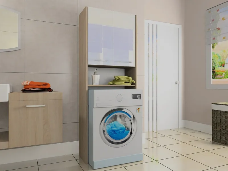Szafka Łazienkowa Nad Pralke LUNA 64 cm POŁYSK AKRYL Sonoma