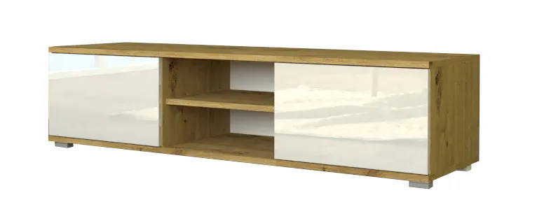 Szafka RTV 120 Dąb Artisan / Biały Połysk